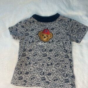 Kids' Ralph Lauren Gray and Navy Bear Print T-Shirt